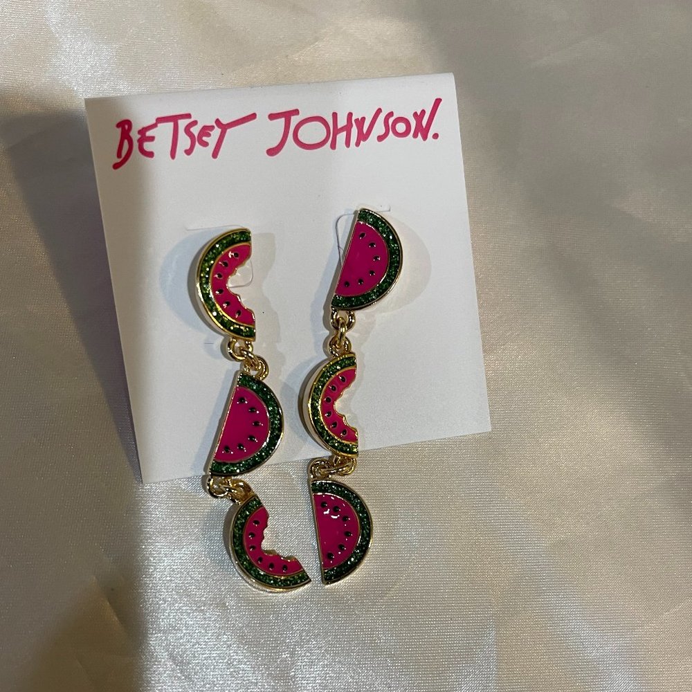Betsey Johnson Watermelon Mismatched Earrings - Picture 2 of 4